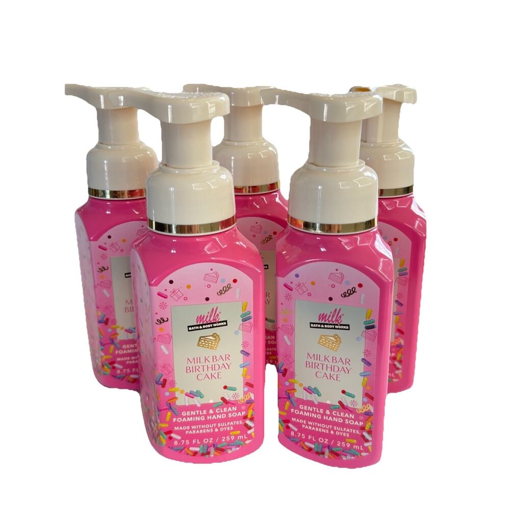 5 X Bath & Body Works MILK BAR BIRTHDAY CAKE Gentle Foaming Hand Soap 8.75 oz